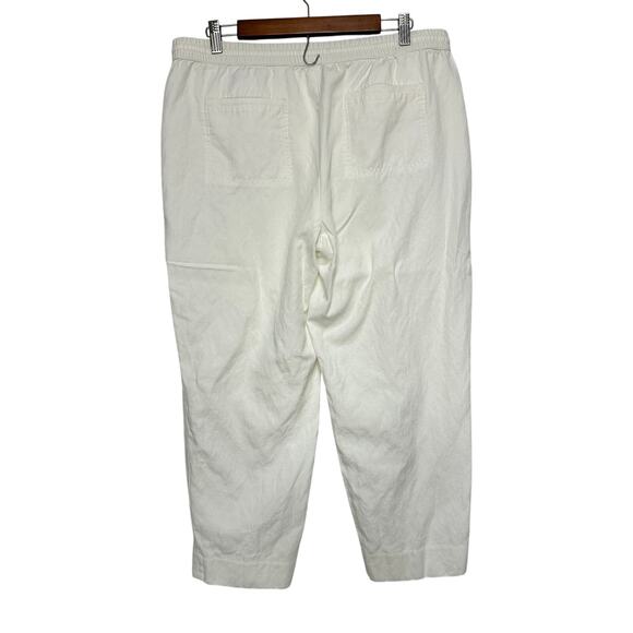 Banana Republic Linen Blend Pull On Drawstring Crop Wide Leg Flowy Pants Sz: L - Picture 3 of 9